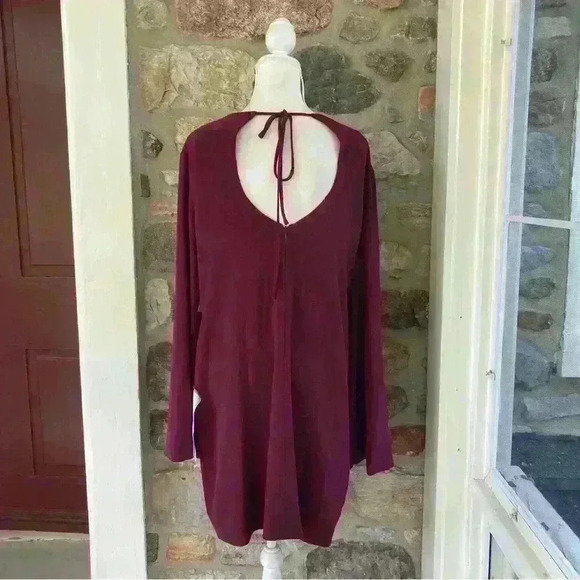 NWT Dress the Population Lillie Cape Sleeve Knit Jersey Mini Dress XXL Burgundy - Picture 10 of 16